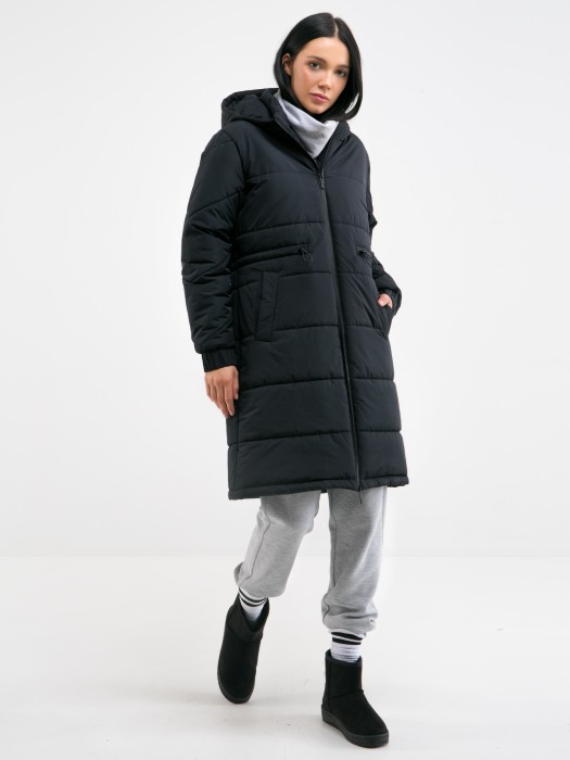 Čierny vatovaný zimní kabát BRANTE 906